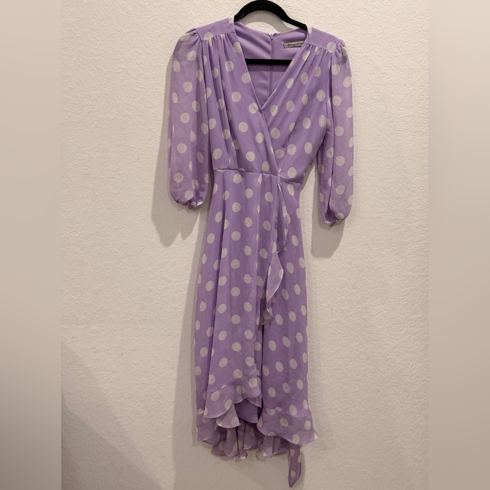 Danny & Nicole Lavender Polka Dot Midi Dress
